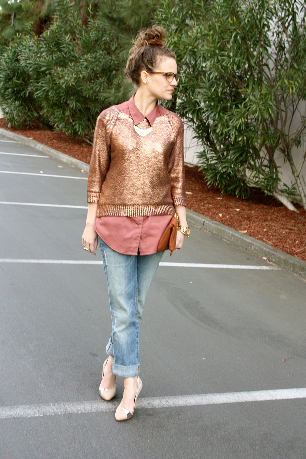 rose gold foiled sweater