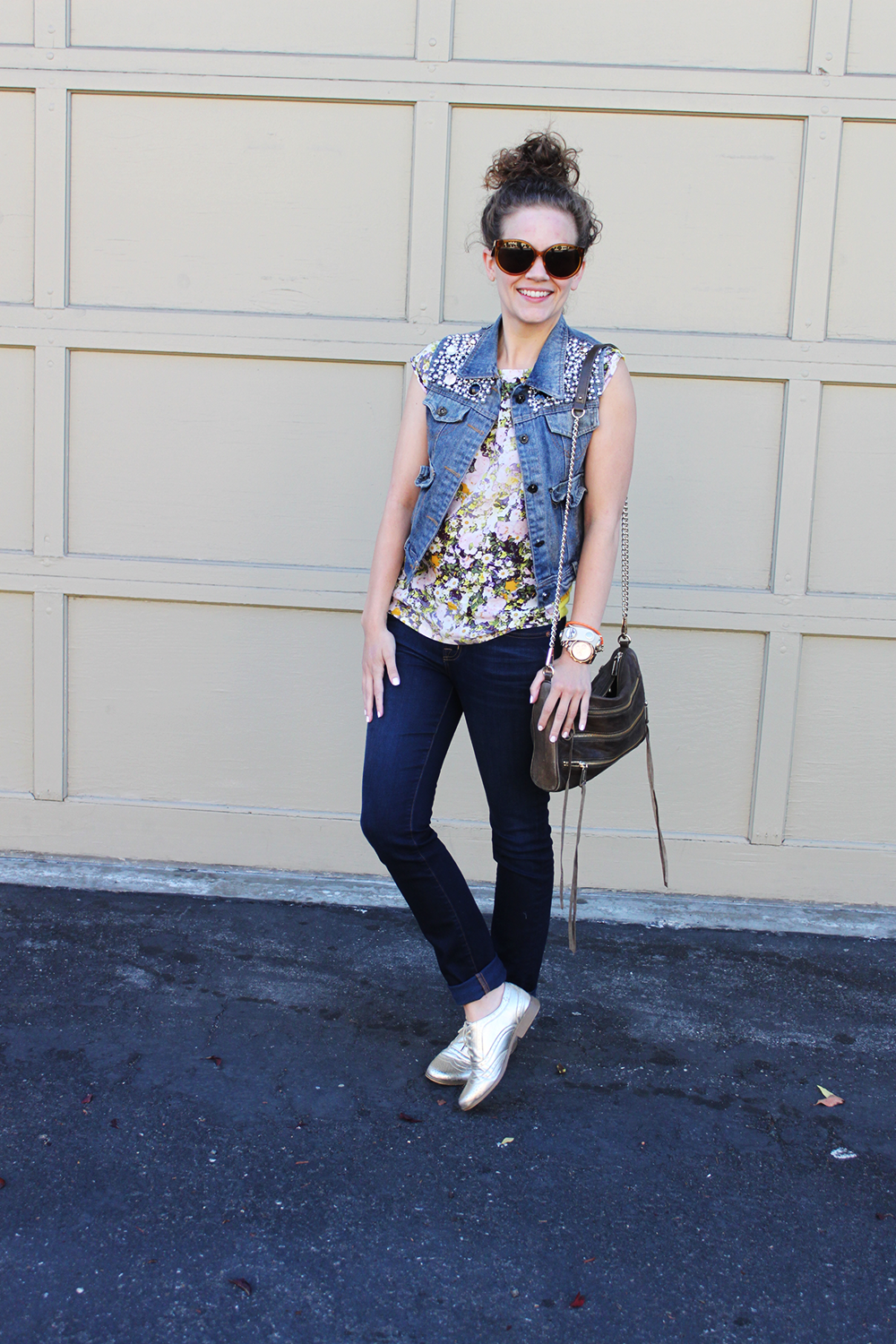 toughen up floral with denim and metallic accents - undeniable style